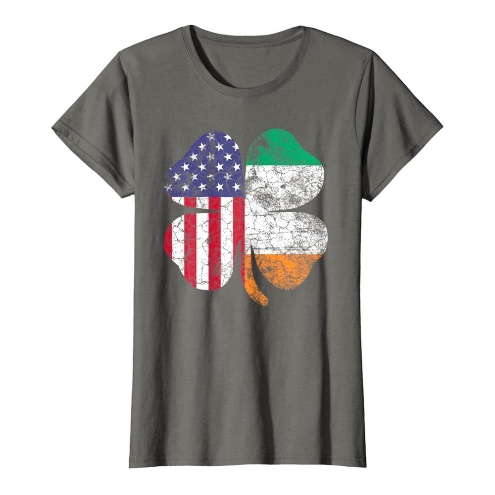 American and Ireland Flags Lucky St. Patrick’s Day T-Shirt - Picture 5 of 12